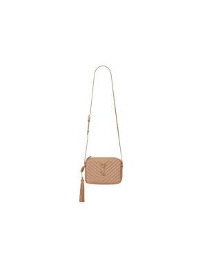 BROWN YSL LOU CAMERA BAG IN QUILTED LEATHER