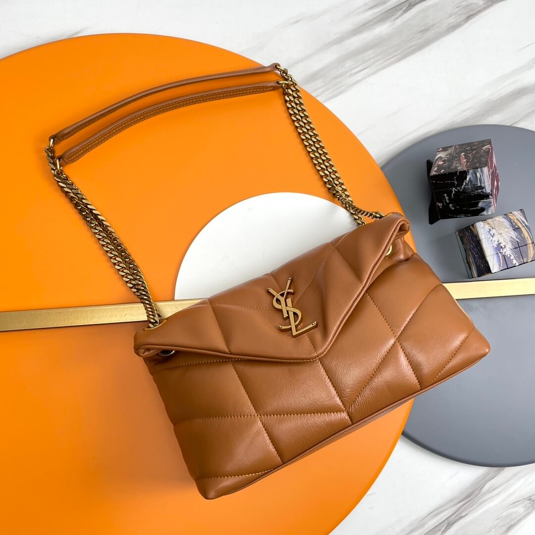 Caramel YSL PUFFER SMALL in Nappa leather - Image 2