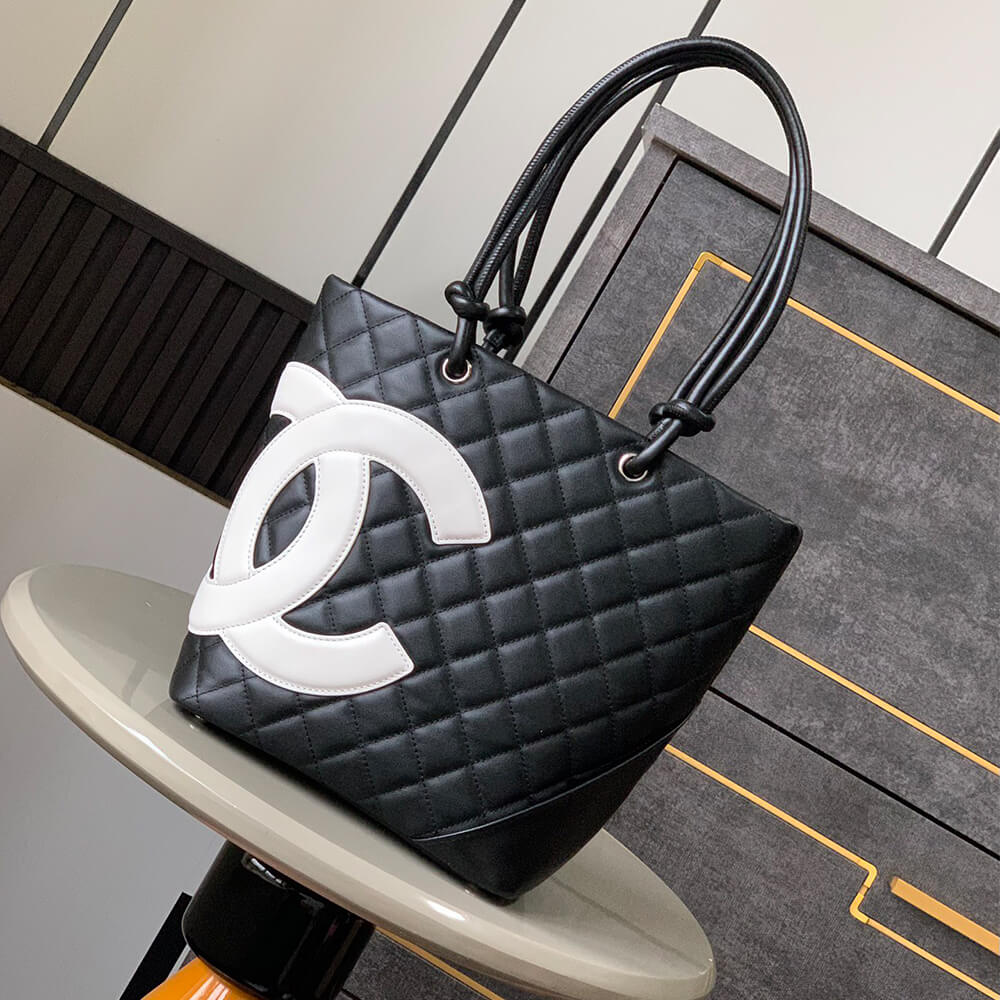 Black & White Chanel Cambon Line Medium Tote (high-end grade) - Image 2