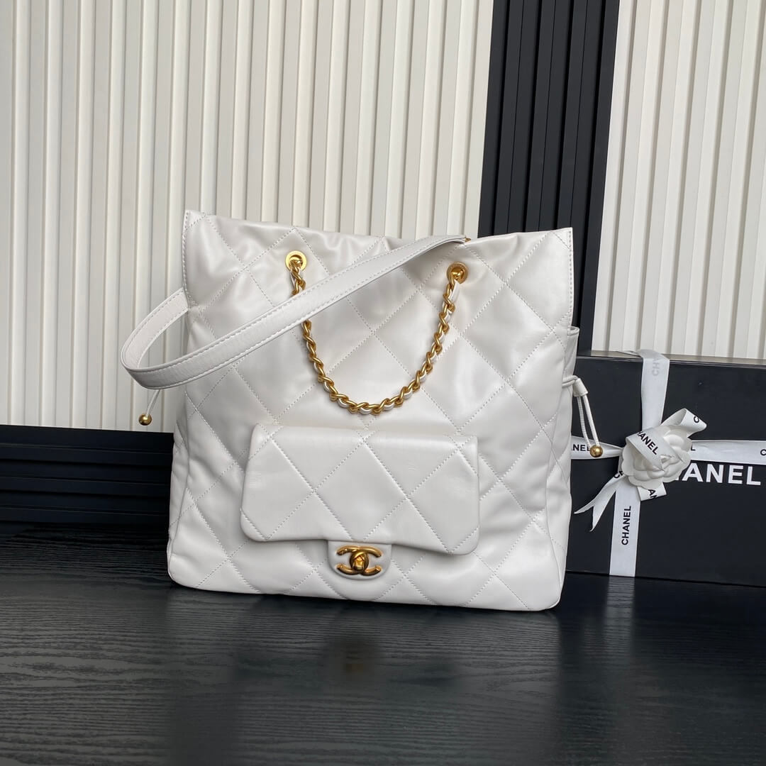 White Chanel Shopping Bag (high-end grade) - Image 2