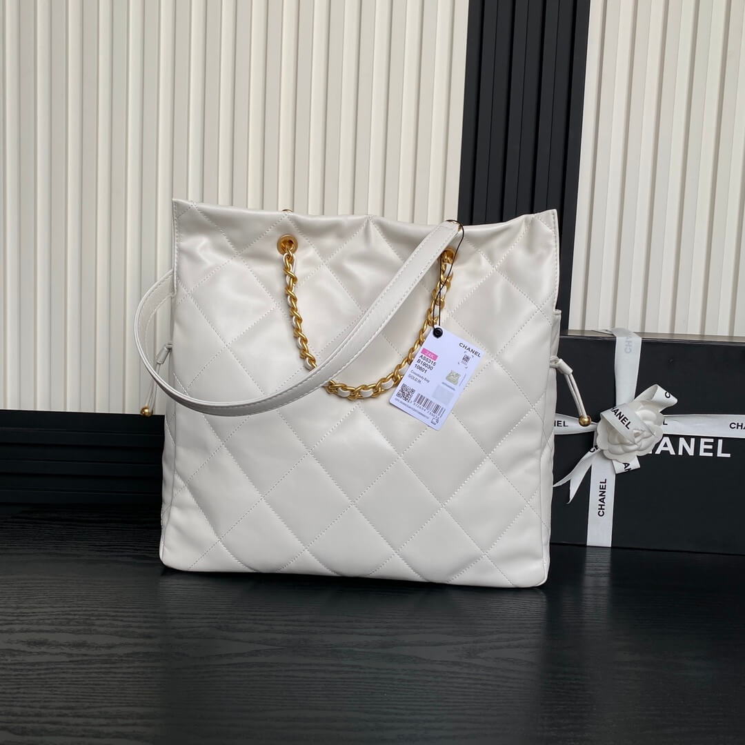 White Chanel Shopping Bag (high-end grade) - Image 3