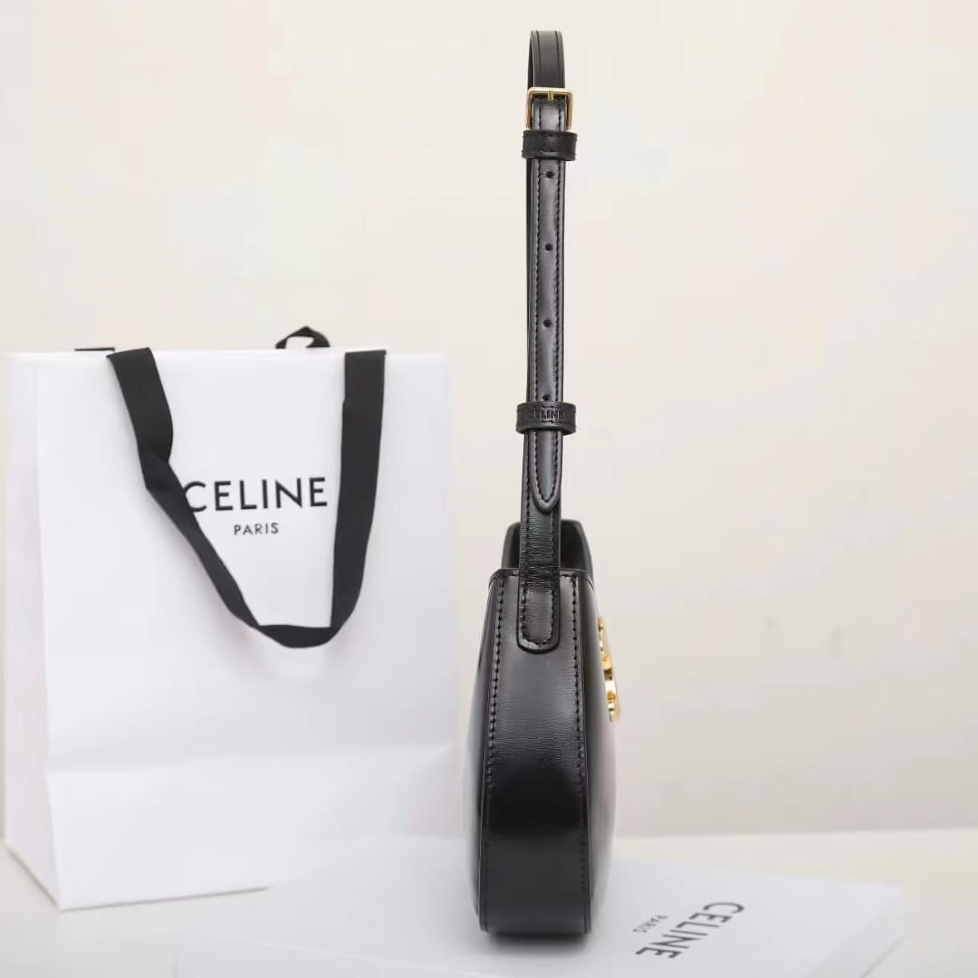Black CELINE TILLY medium bag in shiny calf leather - Image 3