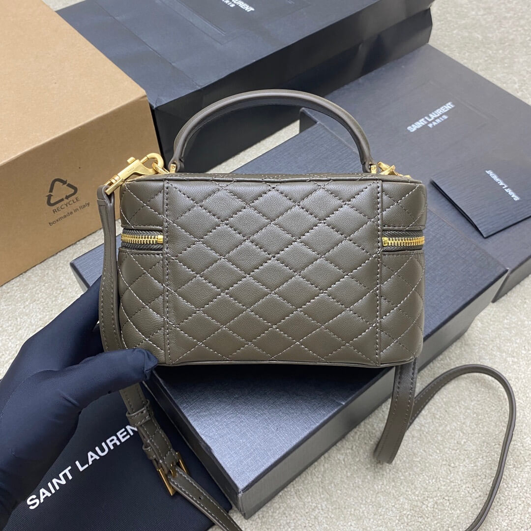 Green YSL GABY lambskin cosmetic bag - Image 4