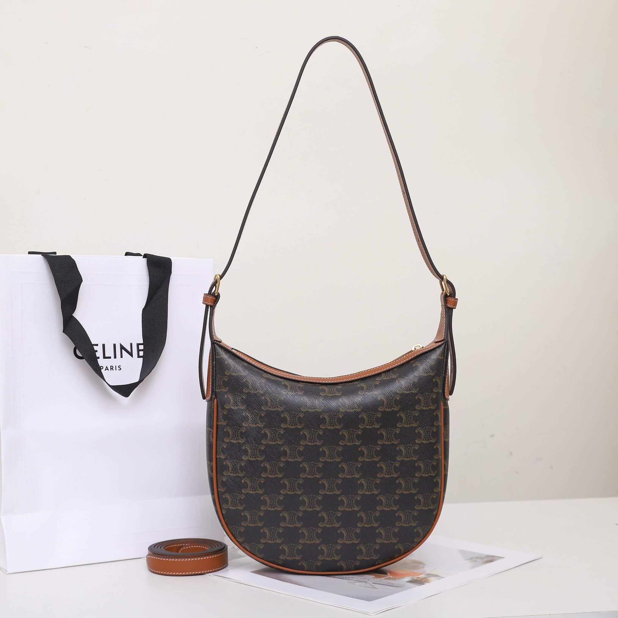 CELINE HELO?SE TRIOMPHE LOGO PRINTED calfskin small bag - Image 4