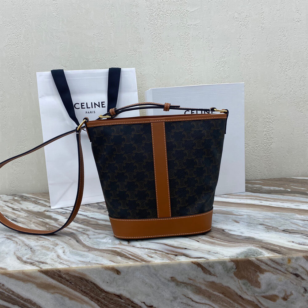 Tan CELINE SMALL BUCKET - Image 4