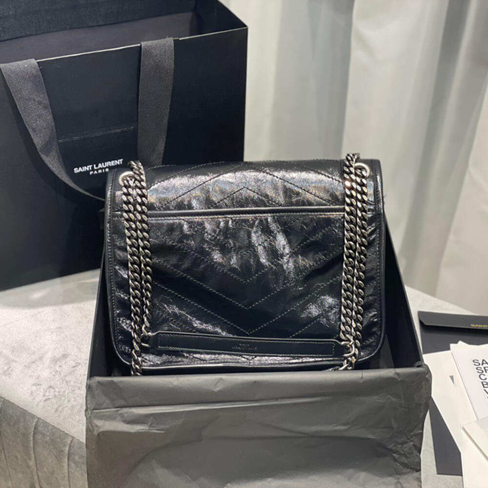 Black SAINT LAURENT NIKI MEDIUM IN CRINKLED VINTAGE LEATHER - Image 4