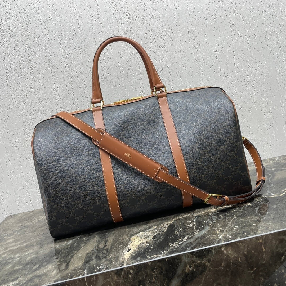 CELINE Medium duffle bag in logo-print calfskin - Image 4