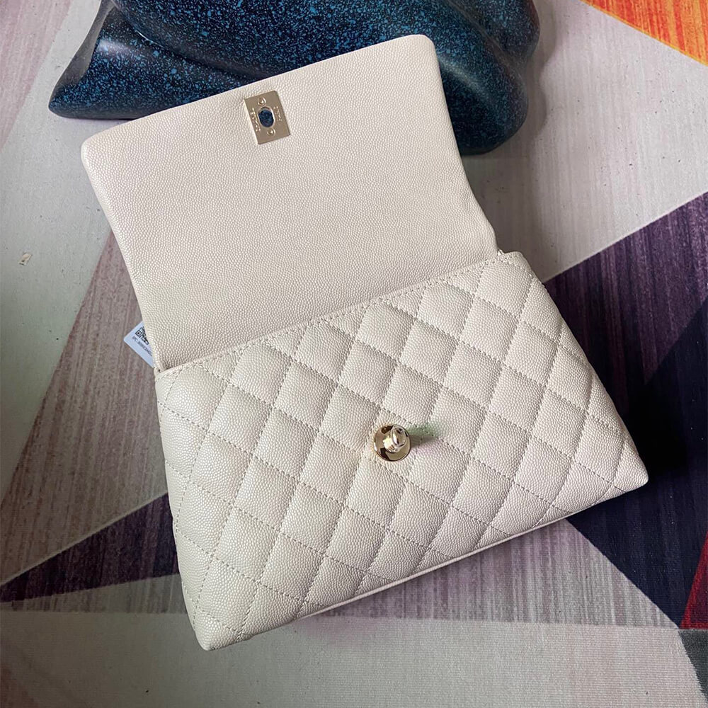White Chanel Coco handle flap shoulder bag PM - Image 5