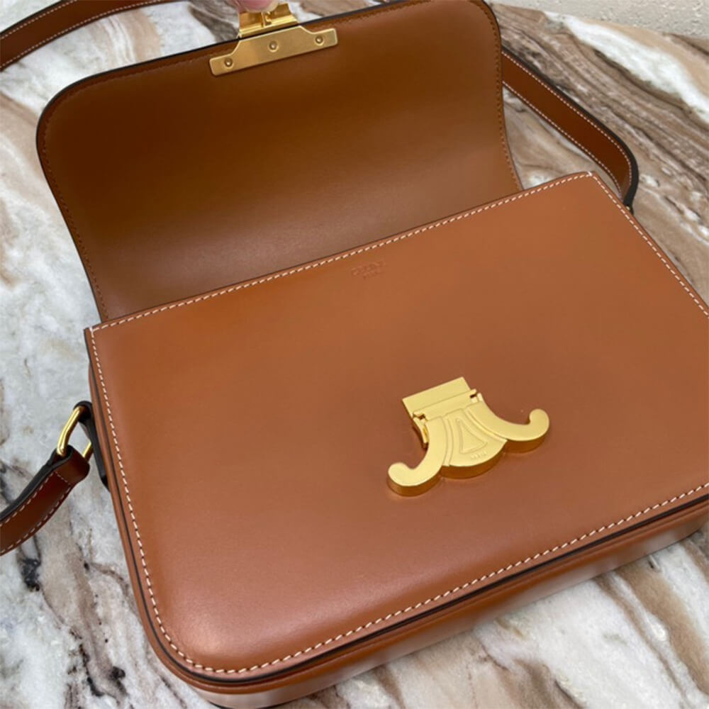 Brown CELINE CLASSIQUE TRIOMPHE BAG IN CALFSKIN - Image 5