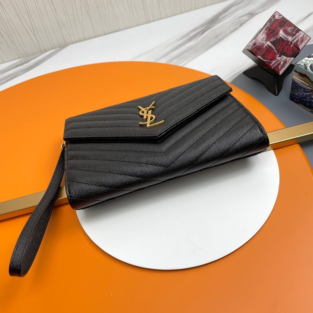 black YSL CASSANDRE matelasse leather flap clutch - Image 6