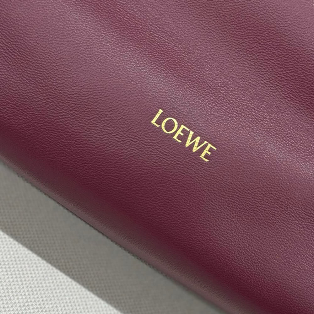 Dark Burgundy Loewe Medium Flamenco purse in mellow nappa lambskin - Image 7