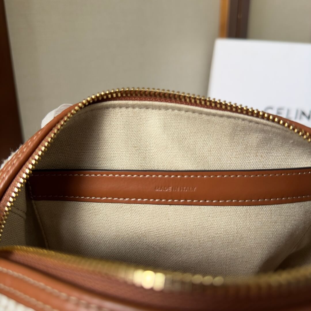 CELINE Small Boston cuir Triomphe in textile and calfskin - Image 7