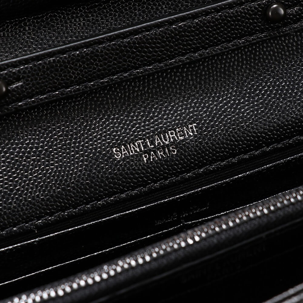 Saint Laurent Chain-strap YSL-plaque grained-leather wallet - Image 7