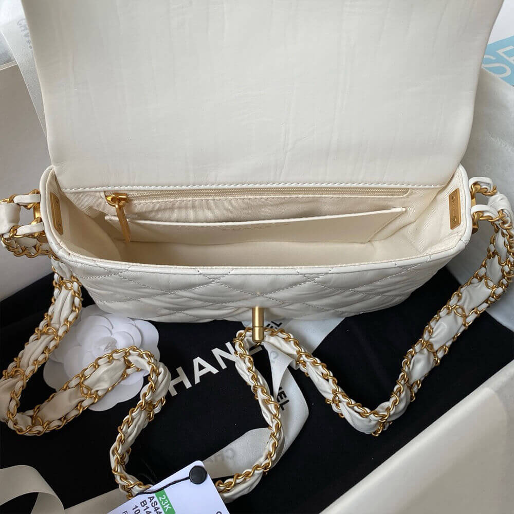 White CHANEL MINI FLAP - Image 8