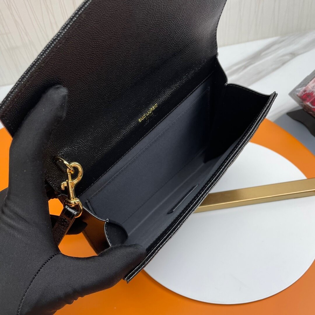black YSL CASSANDRE matelasse leather flap clutch - Image 8