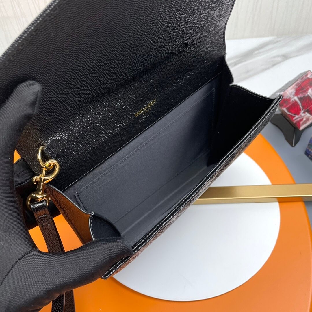 black YSL CASSANDRE matelasse leather flap clutch - Image 8
